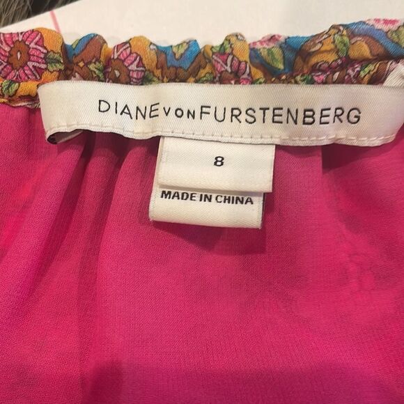 Diane Von Furstenberg Parry Silk Blouson Peasant MIDI Dress Size 8 - Picture 4 of 4